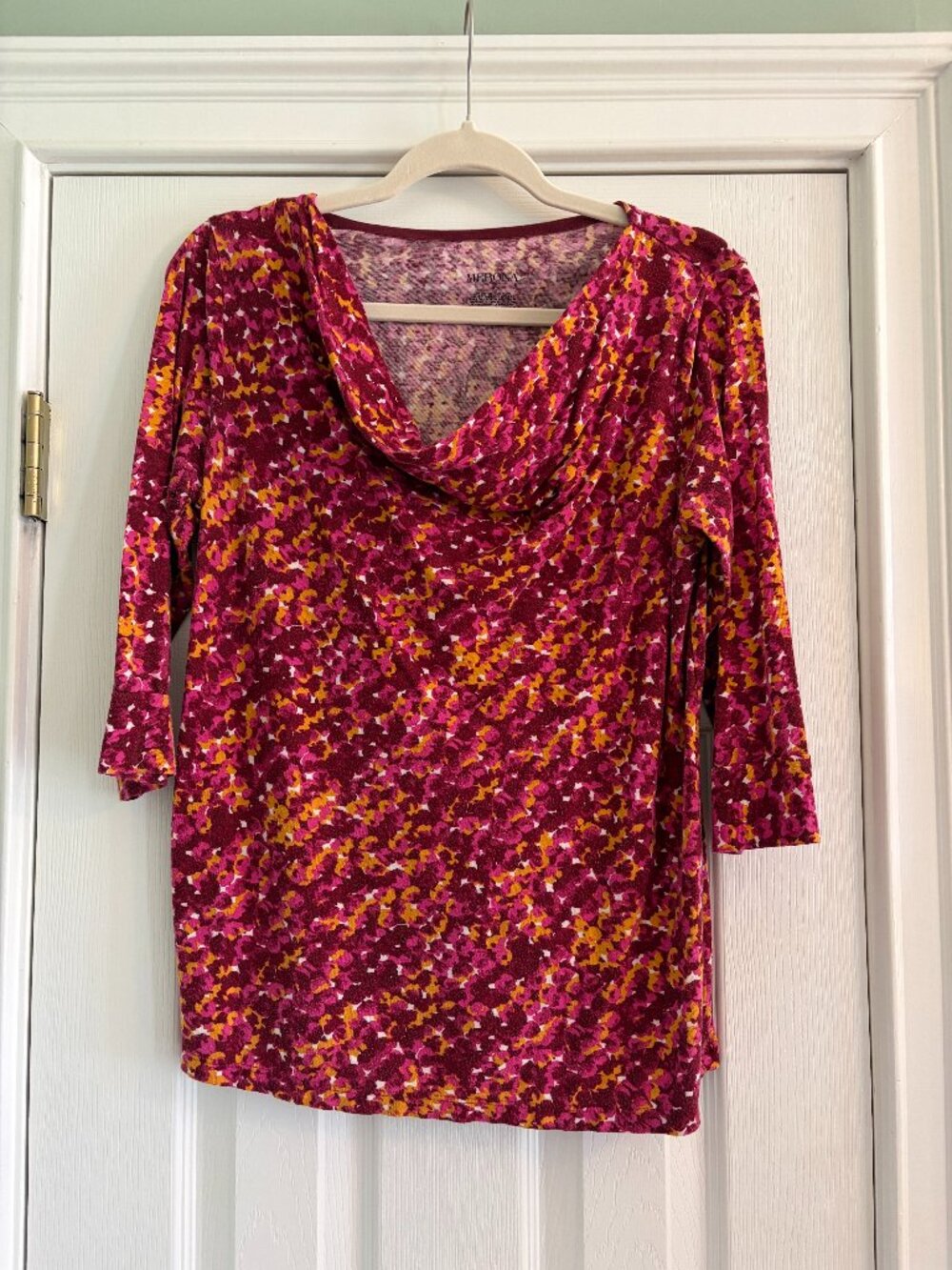 Merona Draped Neck Large Shirt Elbow Sleeves
